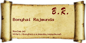 Bonyhai Rajmunda névjegykártya